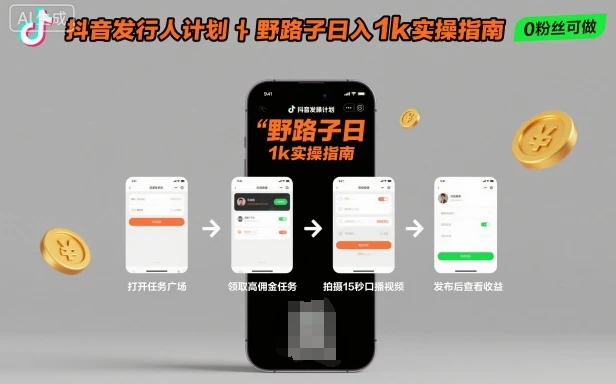 抖音发行人计划全新野路子玩法,随时随地,只要有手机,就能操作,日入1k+【揭秘】 抖音发行人计划全新野路子玩法,随时随地,只要有手机,就能操作,日入1k+【揭秘】