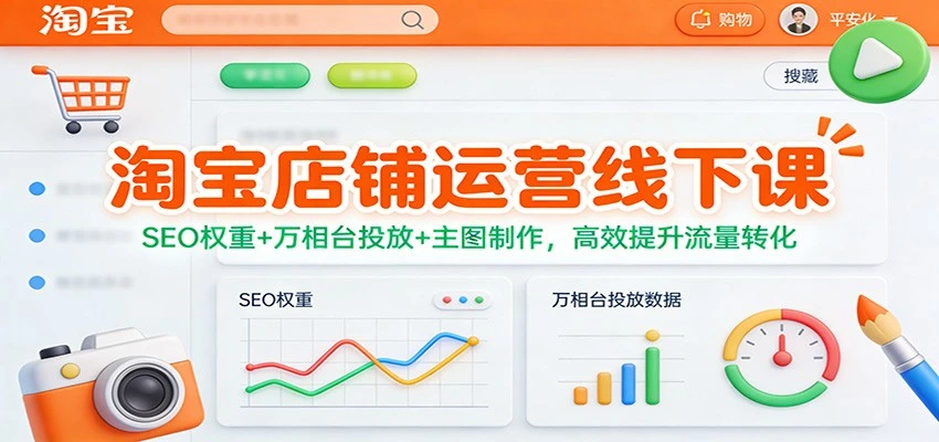 【精】淘宝店铺运营线下课:SEO权重+万相台投放+主图制作,高效提升流量转化 【精】淘宝店铺运营线下课:SEO权重+万相台投放+主图制作,高效提升流量转化