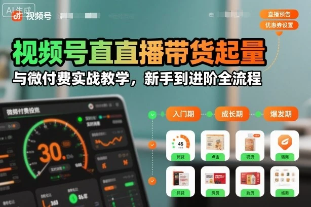 【精】视频号直播带货起量与微付费实战教学,新手到进阶全流程 【精】视频号直播带货起量与微付费实战教学,新手到进阶全流程