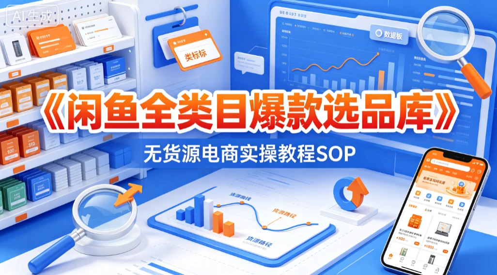 【精】闲鱼全类目爆款选品库，无货源电商实操教程SOP