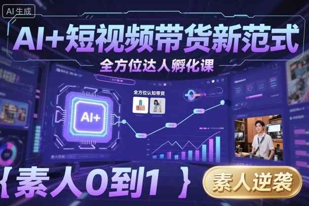AI+短视频带货新范式全方位达人孵化课,素人也可以从0到1,全方位认知短视频带货 AI+短视频带货新范式全方位达人孵化课,素人也可以从0到1,全方位认知短视频带货