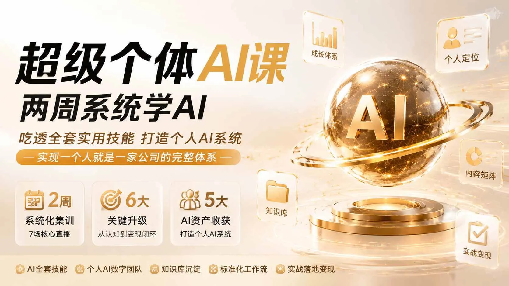 【精】超级个体AI课 两周系统学AI；吃透全套实用技能打造个人AI系统，实现一个人就是一家公司的完整体系