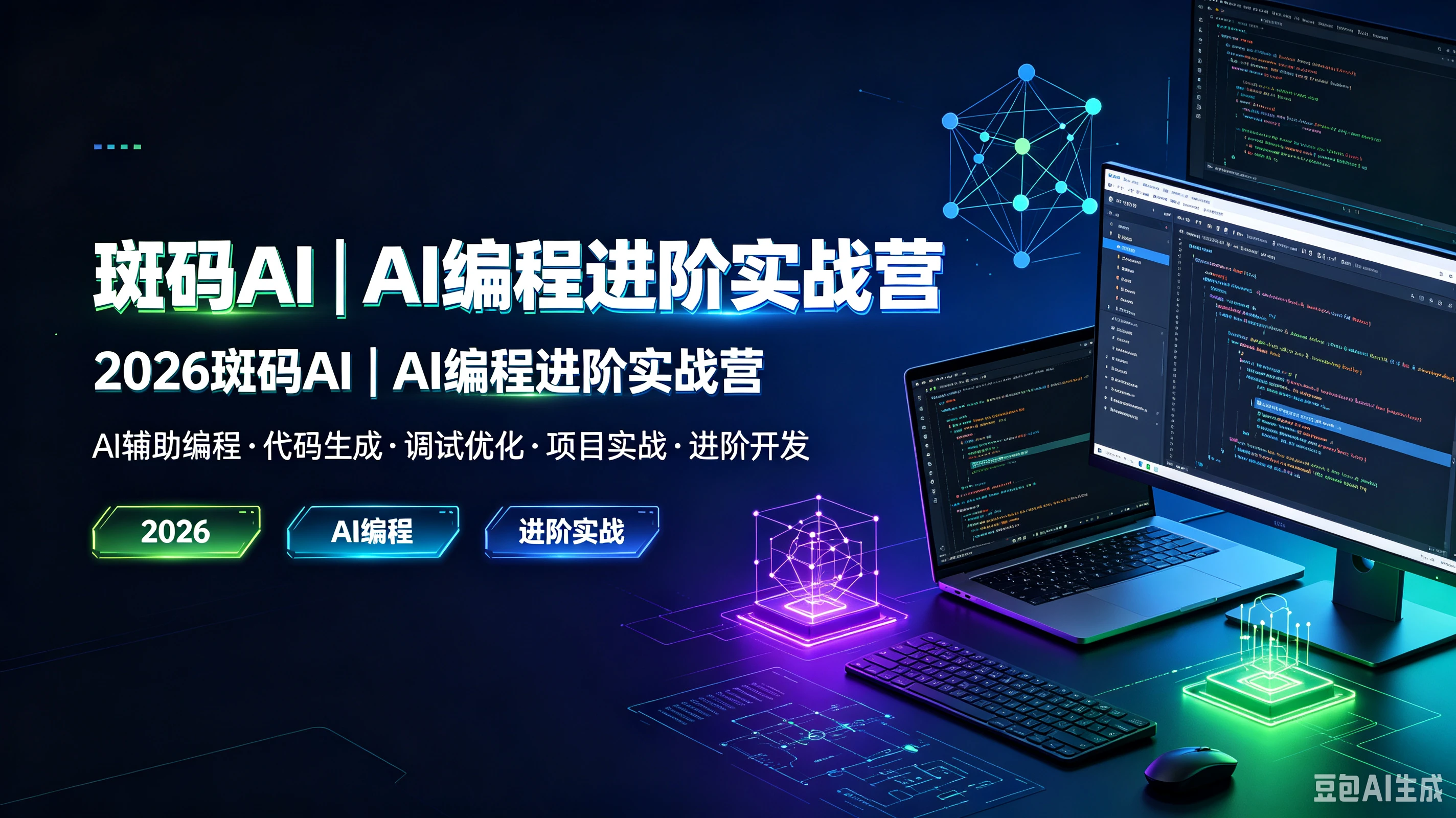 【精】斑码AI|AI编程进阶实战营，2026斑码AI|AI编程进阶实战营，AI辅助编程、代码生成、调试优化、项目实战、进阶开发