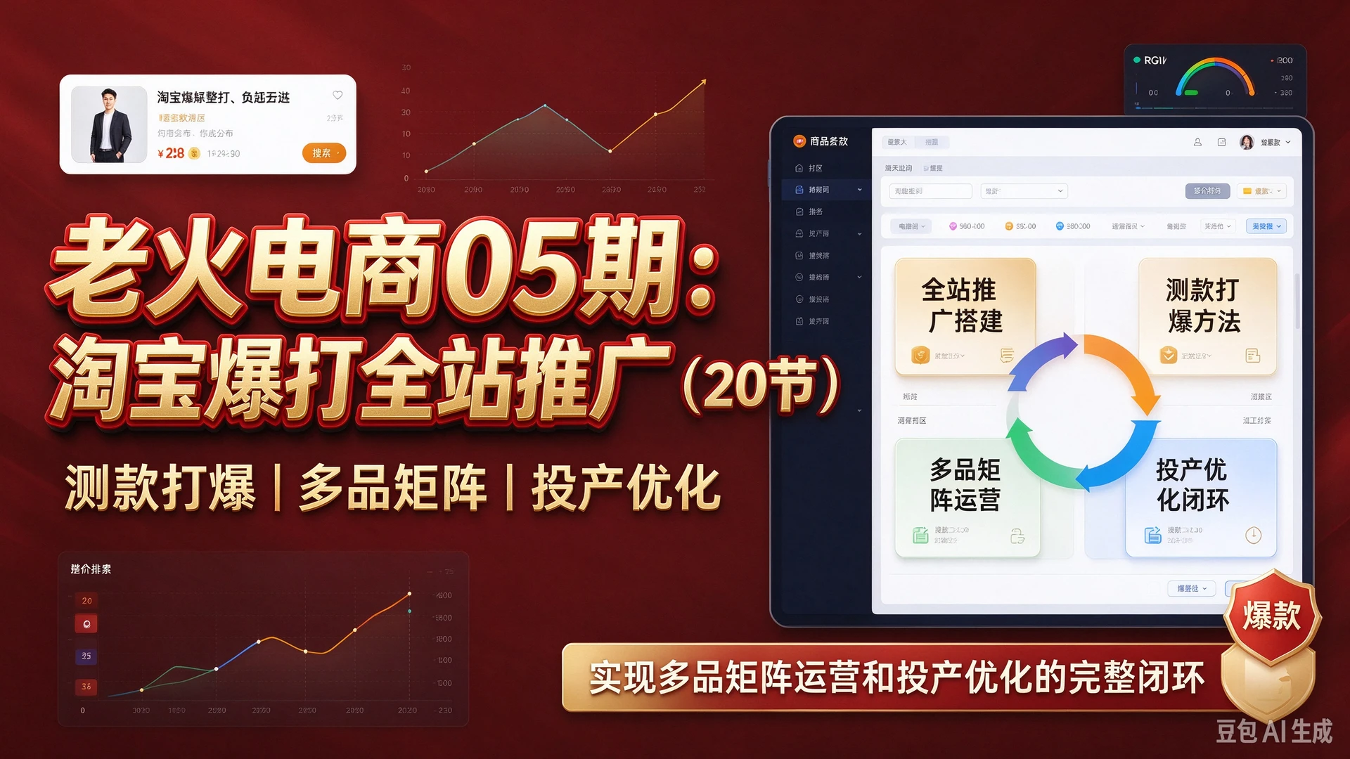 【精】老火电商05期:淘宝爆打全站推广(20节),带你掌握全站推广搭建与测款打爆方法,实现多品矩阵运营和投产优化的完整闭环 【精】老火电商05期:淘宝爆打全站推广(20节),带你掌握全站推广搭建与测款打爆方法,实现多品矩阵运营和投产优化的完整闭环