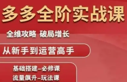 拼多多全阶实战课程,全维攻略,破局增长,从新手到运营高手 拼多多全阶实战课程,全维攻略,破局增长,从新手到运营高手