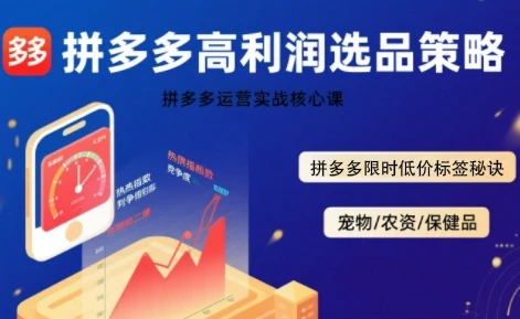 【精】拼多多选品暴利技术实战课,拼多多高利润选品策略,拼多多限时低价标签秘诀 【精】拼多多选品暴利技术实战课,拼多多高利润选品策略,拼多多限时低价标签秘诀