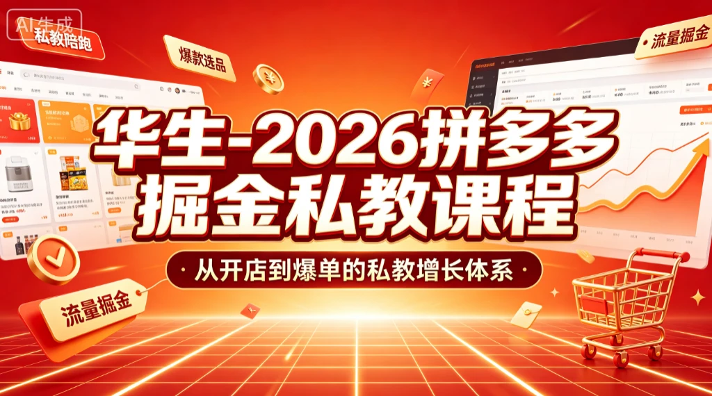 【精】华生-2026拼多多掘金私教课程,从开店到爆单的私教增长体系(更新26年7月) 【精】华生-2026拼多多掘金私教课程,从开店到爆单的私教增长体系(更新26年7月)