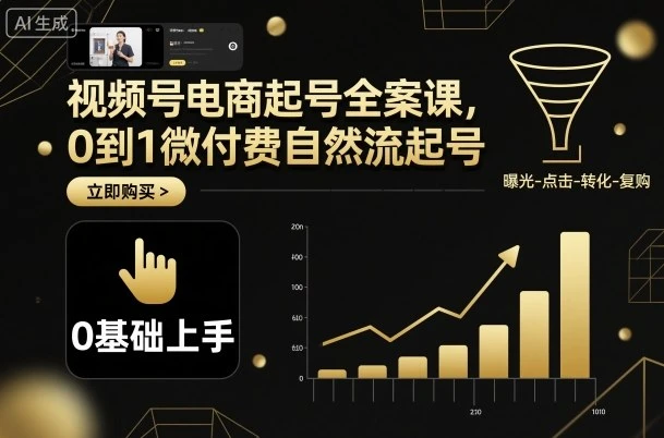 视频号电商起号全案课，0到1微付费自然流起号