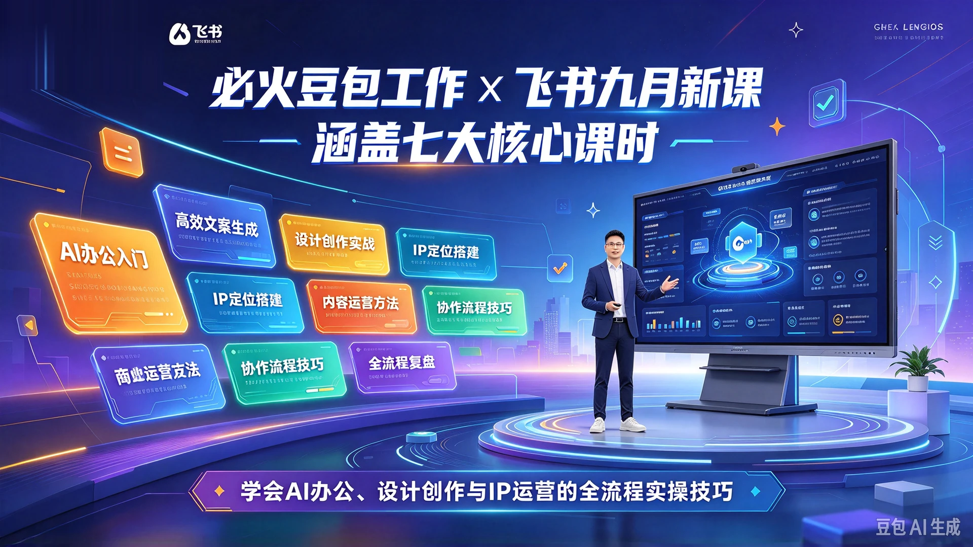 【精】必火豆包工作x飞书九月新课,涵盖七大核心课时,学会AI办公、设计创作与IP运营的全流程实操技巧