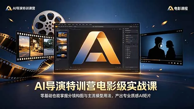 【精】AI导演特训营电影级实战课,零基础也能掌握分镜构图与主流模型用法,产出专业质感AI短片