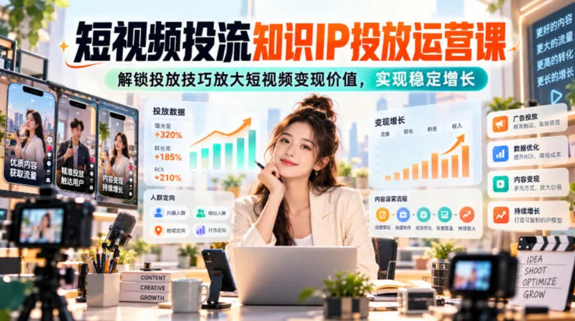 【精】房金·短视频投流知识IP投放运营课:掌握微信豆、短视频挂商品、控成本加热和数据分析等技能 【精】房金·短视频投流知识IP投放运营课:掌握微信豆、短视频挂商品、控成本加热和数据分析等技能