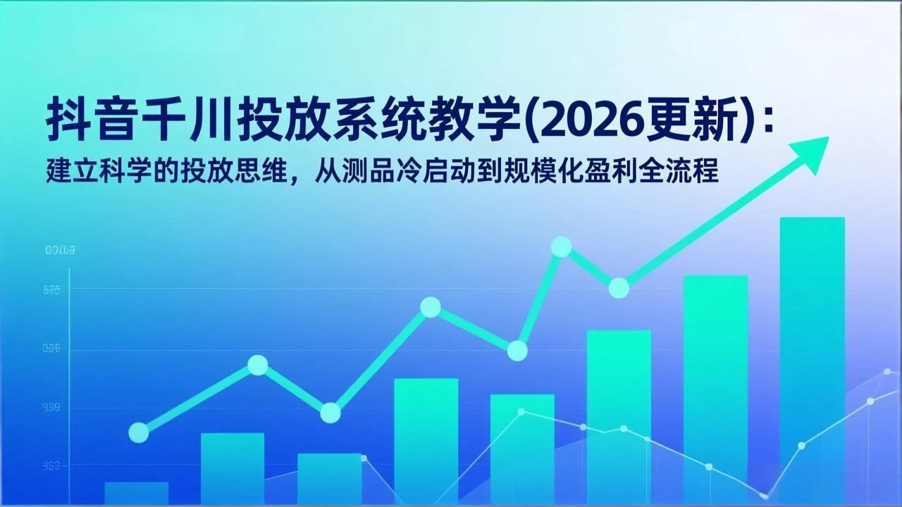 【精】抖音千川投放系统教学(2026更新):建立科学的投放思维,从测品冷启动到规模化盈利全流程 【精】抖音千川投放系统教学(2026更新):建立科学的投放思维,从测品冷启动到规模化盈利全流程