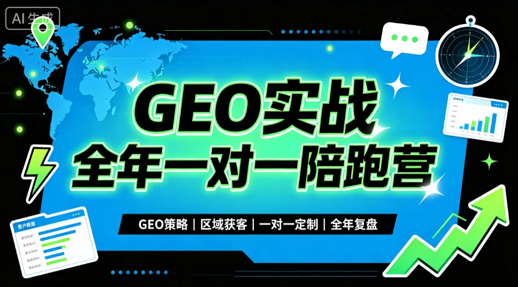 【精】GEO实战全年一对一陪跑营，GEO策略、区域获客、一对一定制、全年复盘