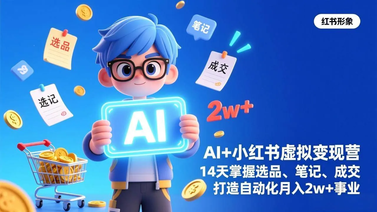 【精】AI+小红书虚拟变现营(完结),14天掌握选品、笔记、成交,打造自动化月入2w+事业 【精】AI+小红书虚拟变现营(完结),14天掌握选品、笔记、成交,打造自动化月入2w+事业