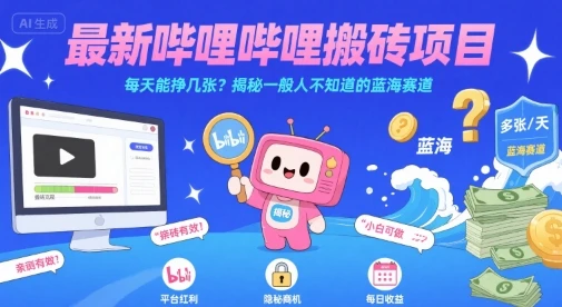 最新哔哩哔哩上B站搬砖项目,每天能挣几张?揭秘一般人不知道的蓝海赛道 最新哔哩哔哩上B站搬砖项目,每天能挣几张?揭秘一般人不知道的蓝海赛道