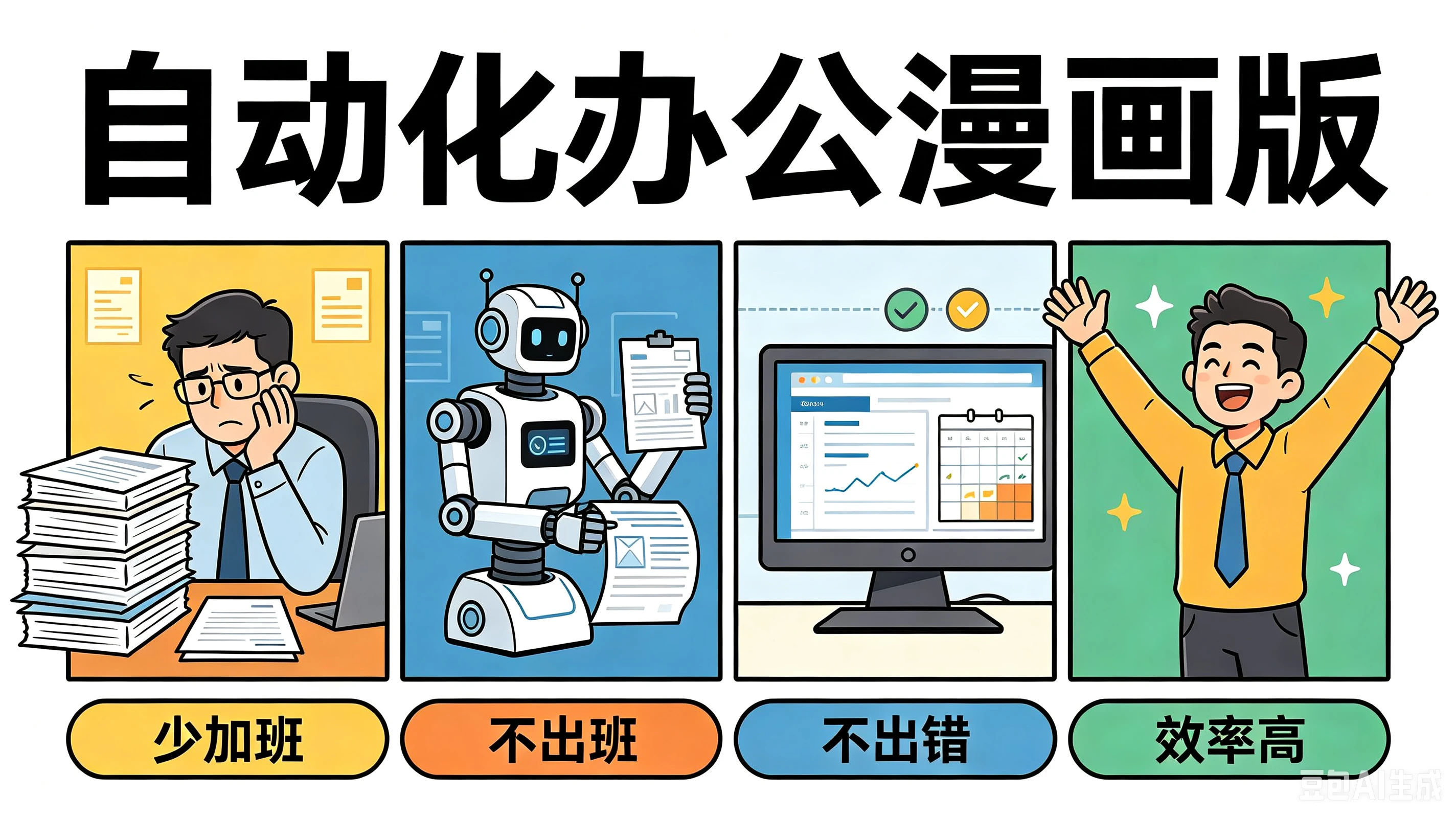 【精】自动化办公漫画版,少加班、不出班、不出错、效率高 【精】自动化办公漫画版,少加班、不出班、不出错、效率高