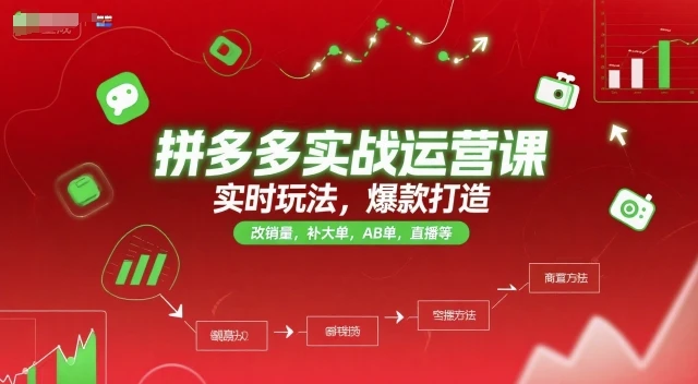 拼多多实战运营课,实时玩法,爆款打造,改销量,补大单,AB单,直播等(更新2025月) 拼多多实战运营课,实时玩法,爆款打造,改销量,补大单,AB单,直播等(更新2025月)