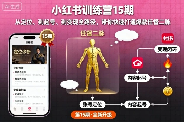 【精】小红书训练营15期,从定位、到起号、到变现全路径,带你快速打通爆款任督二脉 【精】小红书训练营15期,从定位、到起号、到变现全路径,带你快速打通爆款任督二脉
