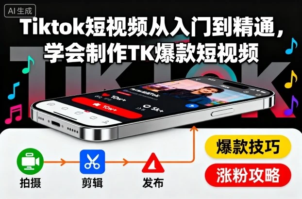 【精】Tiktok短视频从入门到精通,学会制作TK爆款短视频 【精】Tiktok短视频从入门到精通,学会制作TK爆款短视频