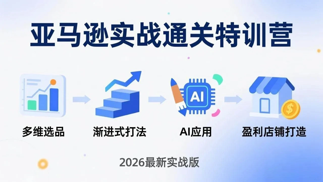 【精】亚马逊实战通关特训营:2026年3月更新,多维选品+渐进式打法+AI应用,从0到1打造盈利店铺 【精】亚马逊实战通关特训营:2026年3月更新,多维选品+渐进式打法+AI应用,从0到1打造盈利店铺