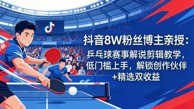 抖音8W粉丝博主的乒乓球赛事解说剪辑教学,剪辑简单,门槛低,可进抖音创作伙伴计划+精选独家 抖音8W粉丝博主的乒乓球赛事解说剪辑教学,剪辑简单,门槛低,可进抖音创作伙伴计划+精选独家