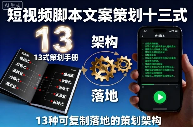 【精】短视频脚本文案策划十三式,13种可复制落地的策划架构 【精】短视频脚本文案策划十三式,13种可复制落地的策划架构