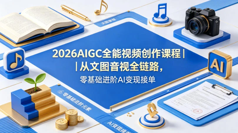 【精】2026AIGC全能视频创作课,8周吃透多赛道创作+变现,零基础也能高效出片接单 【精】2026AIGC全能视频创作课,8周吃透多赛道创作+变现,零基础也能高效出片接单