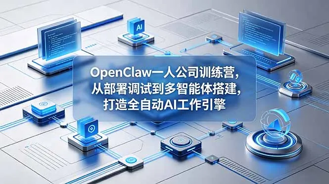 【精】OpenClaw 一人公司训练营，从部署调试到多智能体搭建，打造全自动 AI 工作引擎