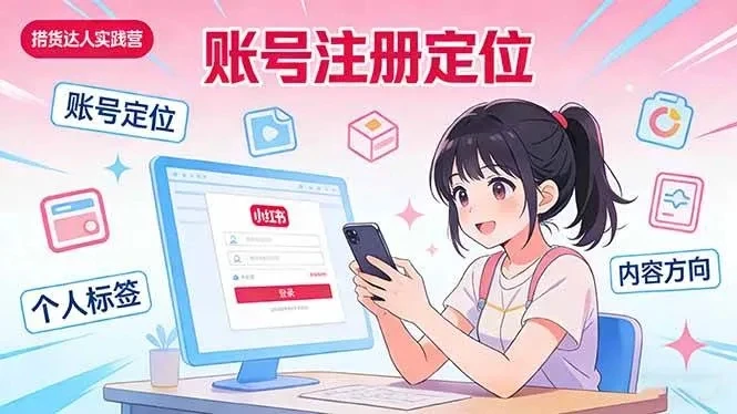 【精】小红书带货达人实战营：账号注册定位、内容创作、选品策略、带货技巧、流量运营等