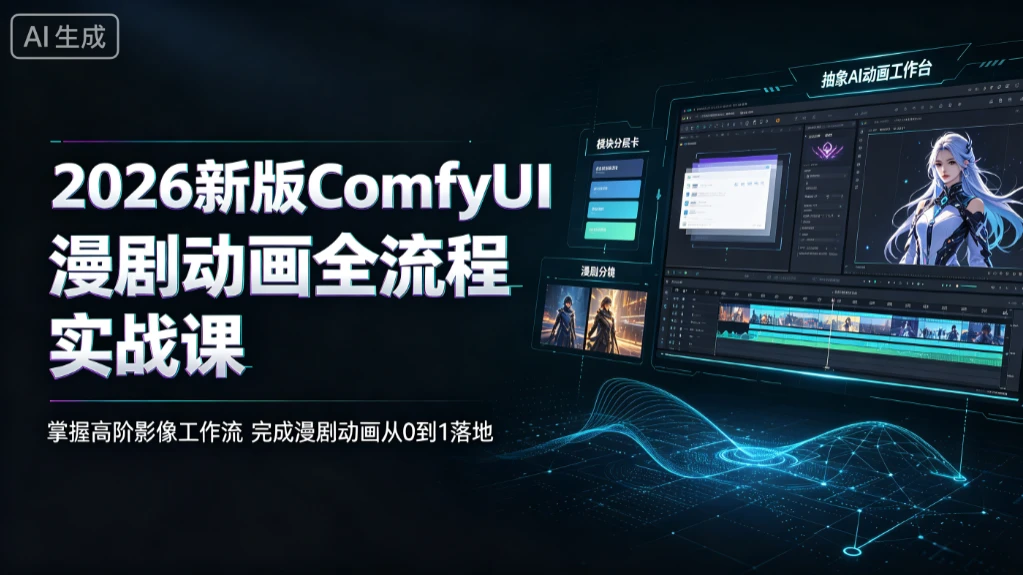 【精】2026新版ComfyUI漫剧动画全流程实战课，掌握高阶影像工作流，完成漫剧动画从0到1落地