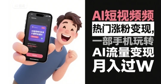 【精】AI短视频热门涨粉变现,一部手机玩转AI流量变现,月入过W 【精】AI短视频热门涨粉变现,一部手机玩转AI流量变现,月入过W