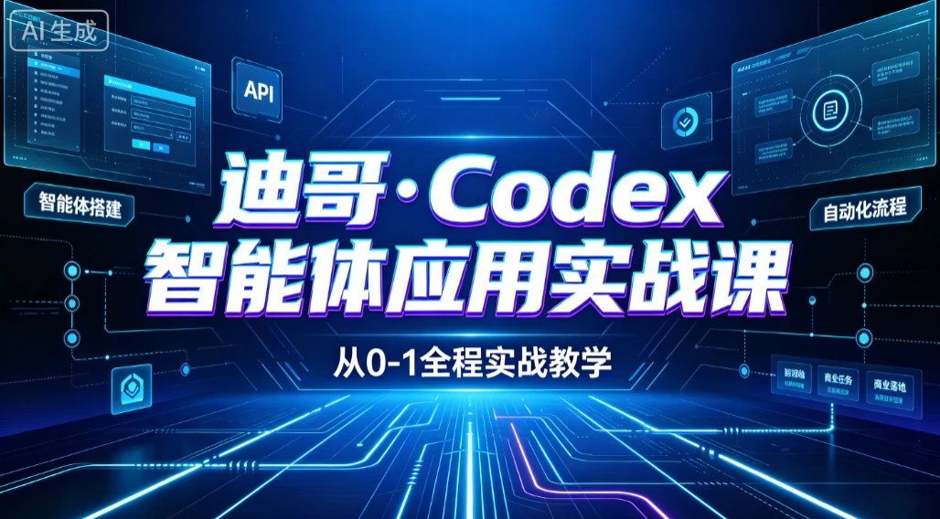 【精】迪哥·Codex智能体应用实战课 从安装配置到智能体小镇架构,涵盖视频创作/数字人/办公提效全技能 【精】迪哥·Codex智能体应用实战课 从安装配置到智能体小镇架构,涵盖视频创作/数字人/办公提效全技能