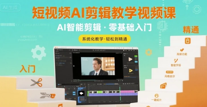 【精】短视频AI剪辑教学视频课,入门到精通 【精】短视频AI剪辑教学视频课,入门到精通
