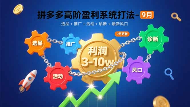 拼多多年费会员 高阶盈利系统打法-9月：选品+推广+活动+诊断+最新风口，月利润3-10w