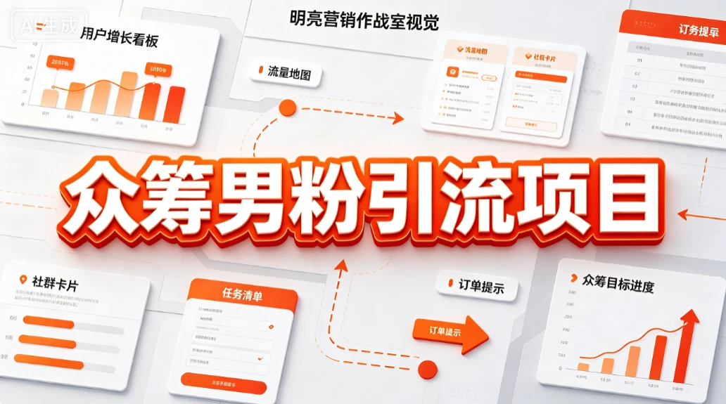 【精】众筹男粉引流项目，精准触达、社群承接、转化变现