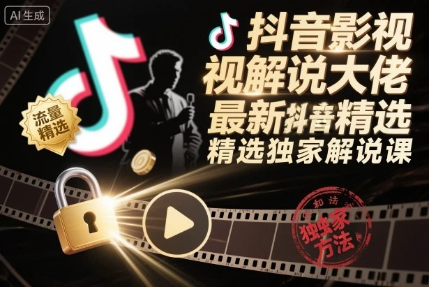 【精】抖音影视解说大佬最新抖音进精选和独家方法，精选独家解说课（更新11月）