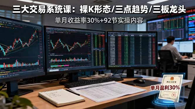 【精】三大交易系统课:裸K形态/三点趋势/三板体系,单月收益率30%+92节实操内容 【精】三大交易系统课:裸K形态/三点趋势/三板体系,单月收益率30%+92节实操内容