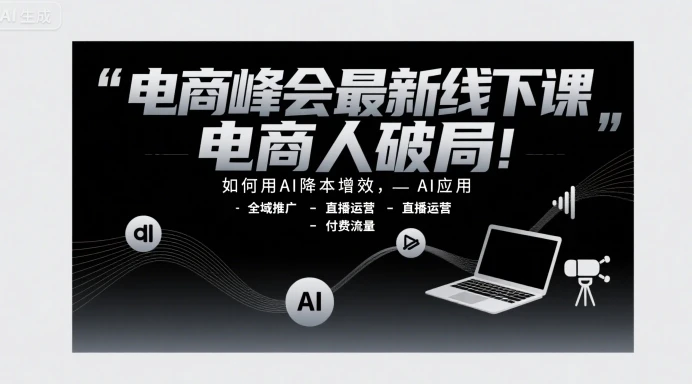 【精】电商峰会最新线下课,电商人破局,如何用AI降本增效,AI应用-全域推广-直播运营-付费流量 【精】电商峰会最新线下课,电商人破局,如何用AI降本增效,AI应用-全域推广-直播运营-付费流量