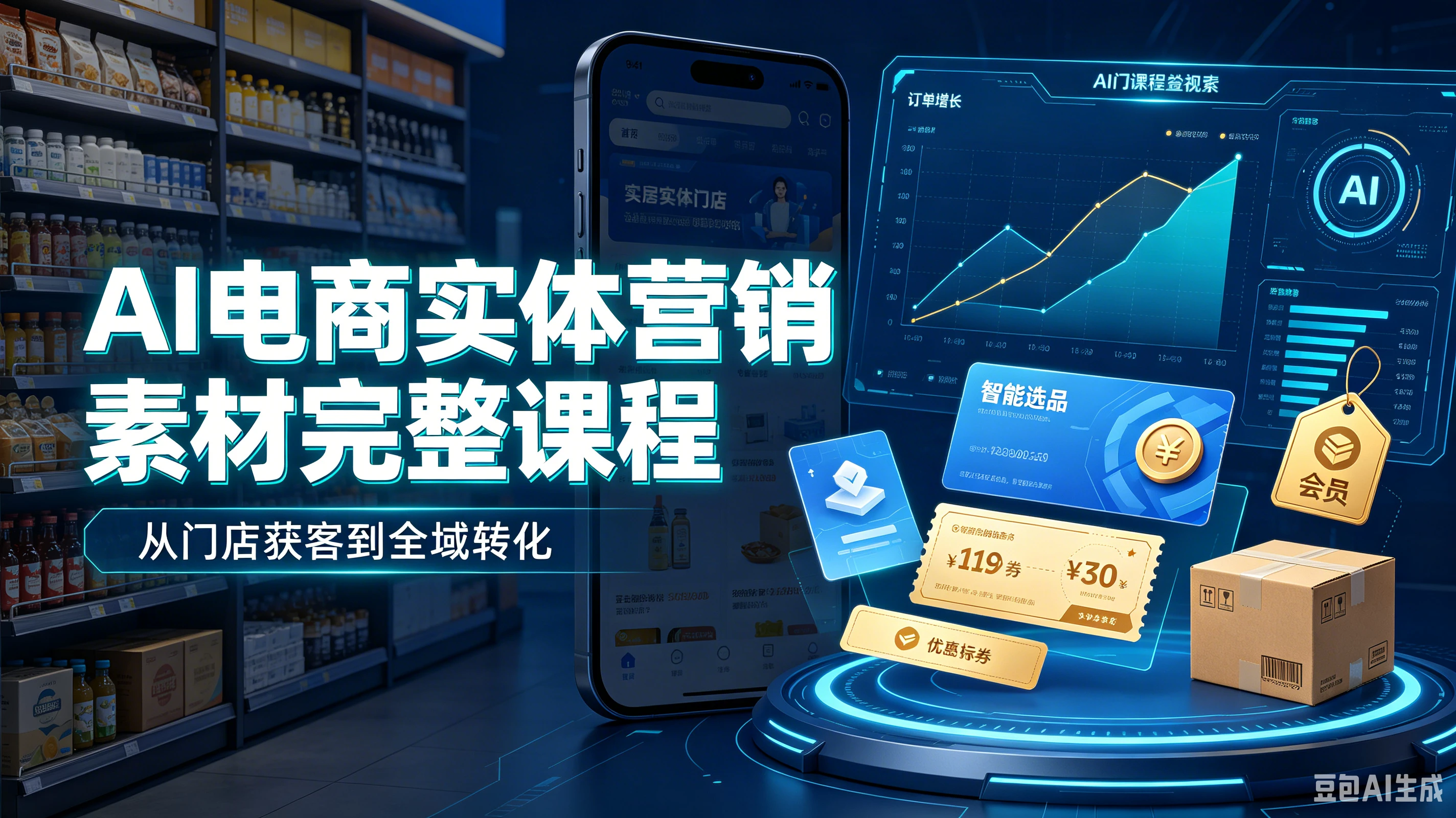 【精】AI电商实体营销素材完整课程，从门店获客到全域转化