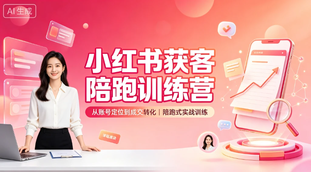 【精】小红书获客陪跑训练营,从账号定位到成交转化,陪跑式实战训练 【精】小红书获客陪跑训练营,从账号定位到成交转化,陪跑式实战训练
