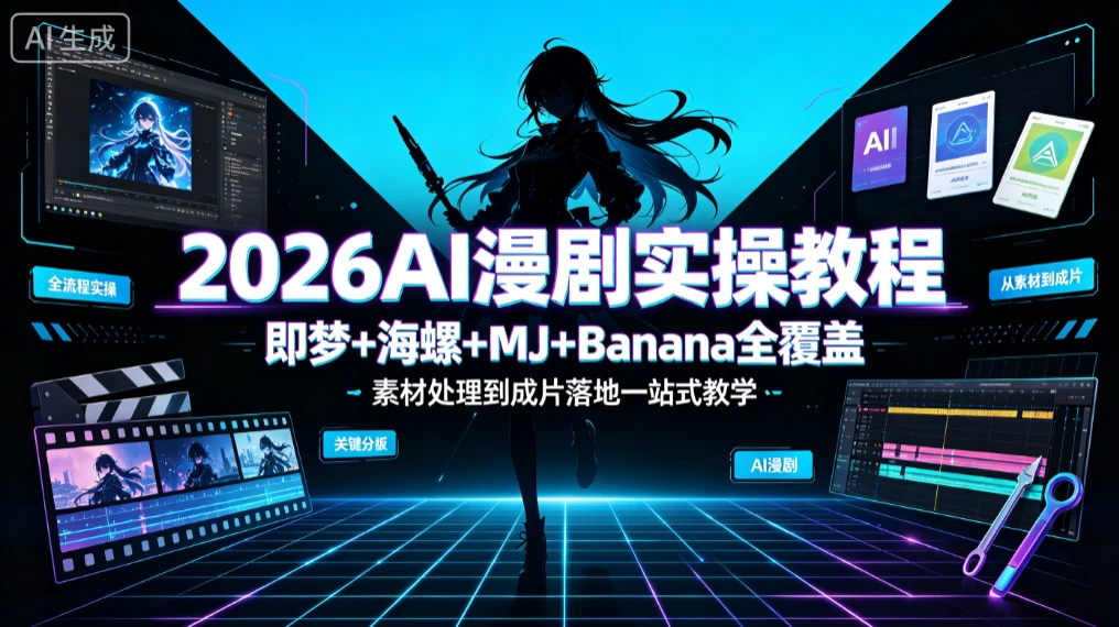 【精】卓奇Ai漫剧实操教学,即梦+海螺+MJ+Banana全覆盖,素材处理到成片落地一站式教学 【精】卓奇Ai漫剧实操教学,即梦+海螺+MJ+Banana全覆盖,素材处理到成片落地一站式教学