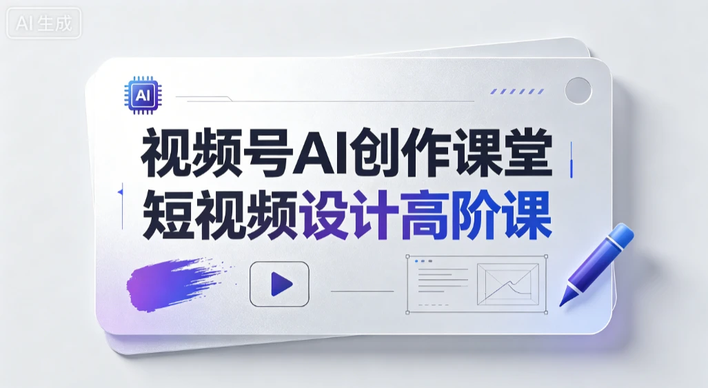 【精】视频号AI创作课堂，短视频设计高阶课,零拍摄零剪辑零出镜，从IP定位、AI成片到剪辑运维