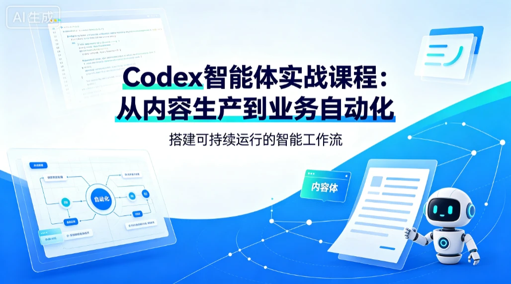 【精】Codex智能体实战课程:从内容生产到业务自动化,搭建可持续运行的智能工作流 【精】Codex智能体实战课程:从内容生产到业务自动化,搭建可持续运行的智能工作流