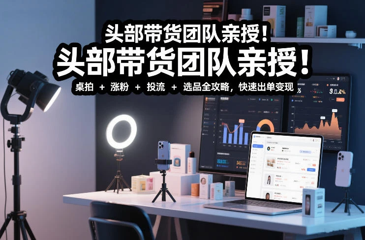 【精】头部带货团队亲授!专业短视频实拍带货课:桌拍+涨粉+投流+选品全攻略,快速出单变现,月入2w+ 【精】头部带货团队亲授!专业短视频实拍带货课:桌拍+涨粉+投流+选品全攻略,快速出单变现,月入2w+