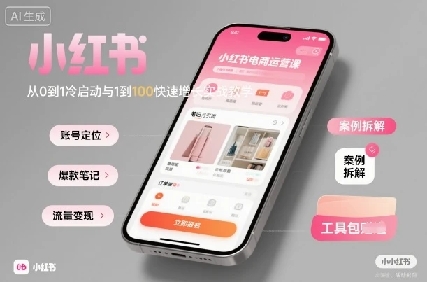 【精】小红书电商运营课：从0到1冷启动与1到100快速增长实战教学