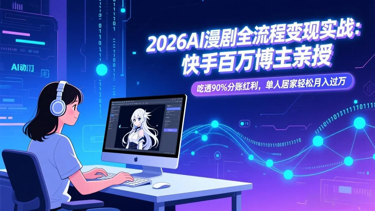【精】2026AI漫剧全流程变现实战:快手百万博主亲授,吃透90%分账红利,单人居家轻松月入过万 【精】2026AI漫剧全流程变现实战:快手百万博主亲授,吃透90%分账红利,单人居家轻松月入过万