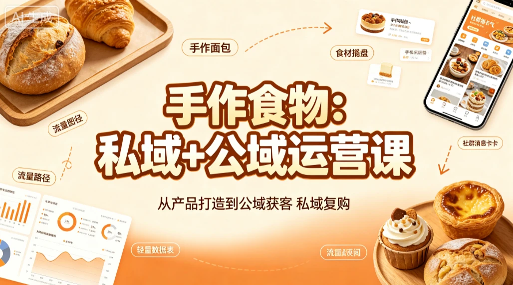 【精】手作食物:私域+公域运营课,从产品打造到公域获客私域复购 【精】手作食物:私域+公域运营课,从产品打造到公域获客私域复购