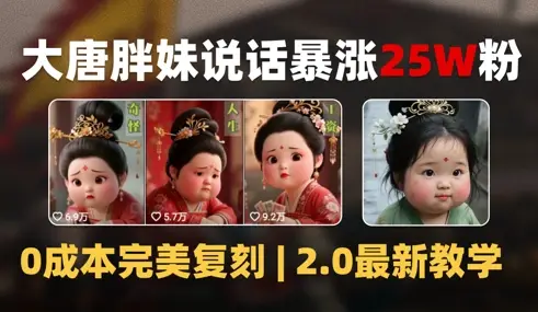 AI大唐胖贵妃说话2.0,40条视频暴涨40w粉,附独家变现攻略 AI大唐胖贵妃说话2.0,40条视频暴涨40w粉,附独家变现攻略