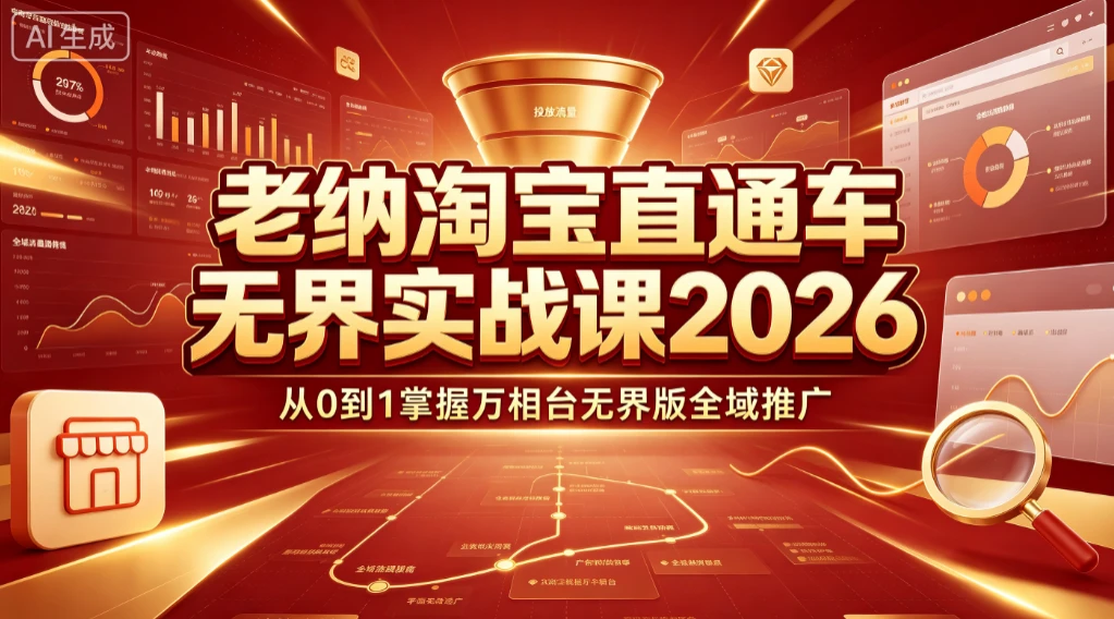 【精】老纳淘宝直通车无界实战课2026:从0到1掌握万相台无界版全域推广 【精】老纳淘宝直通车无界实战课2026:从0到1掌握万相台无界版全域推广