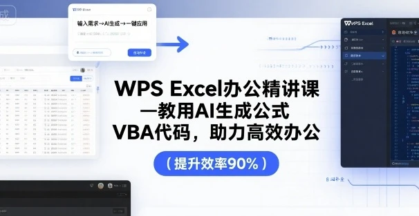 【精】WPS Excel办公精讲课,教用 AI 生成公式,VBA 代码,助力高效办公 【精】WPS Excel办公精讲课,教用 AI 生成公式,VBA 代码,助力高效办公